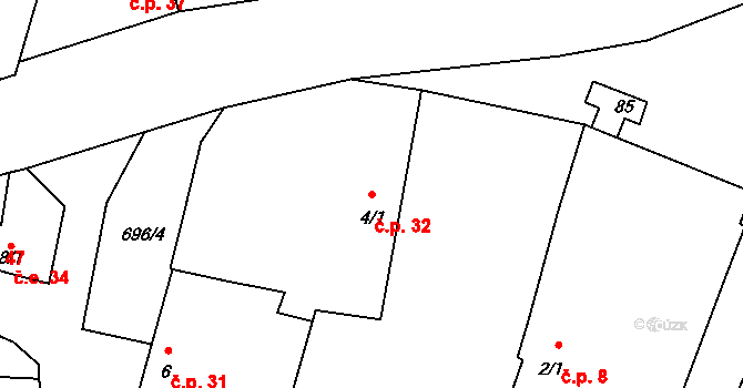 Nečichy 32, Louny na parcele st. 4/1 v KÚ Nečichy, Katastrální mapa
