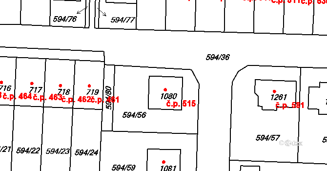 Nepomuk 515 na parcele st. 1080 v KÚ Nepomuk, Katastrální mapa