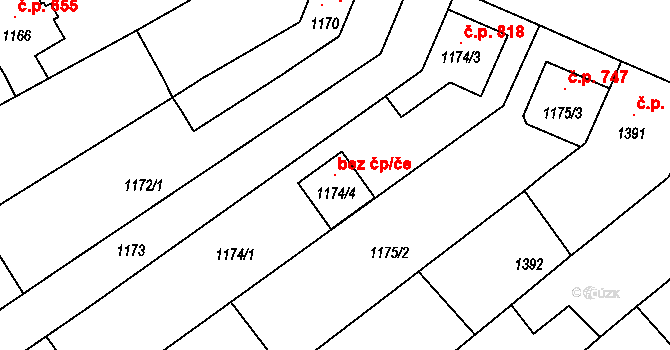 Střelice 99718651 na parcele st. 1174/4 v KÚ Střelice u Brna, Katastrální mapa