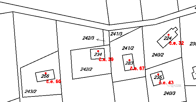 Žopy 39, Holešov na parcele st. 234 v KÚ Žopy, Katastrální mapa