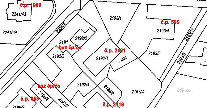 Hranice 2121, Karviná na parcele st. 2192/1 v KÚ Karviná-město, Katastrální mapa