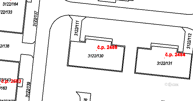 Pod Bezručovým vrchem 2488, Krnov na parcele st. 3122/130 v KÚ Krnov-Horní Předměstí, Katastrální mapa