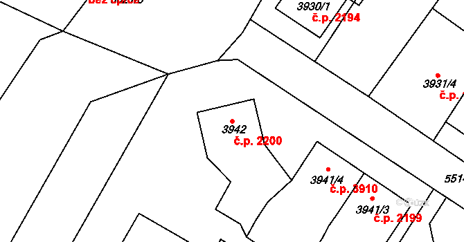 Znojmo 2200 na parcele st. 3942 v KÚ Znojmo-město, Katastrální mapa