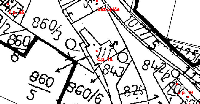 Pivnisko 14, Chlístovice na parcele st. 111 v KÚ Žandov, Katastrální mapa