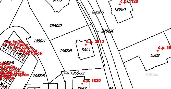 Šumperk 2612 na parcele st. 5891 v KÚ Šumperk, Katastrální mapa