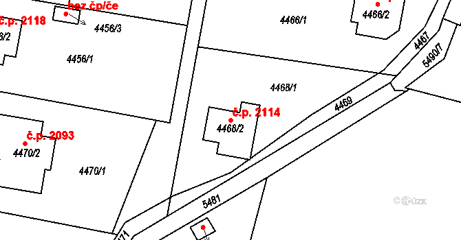 Šternberk 2114 na parcele st. 4468/2 v KÚ Šternberk, Katastrální mapa
