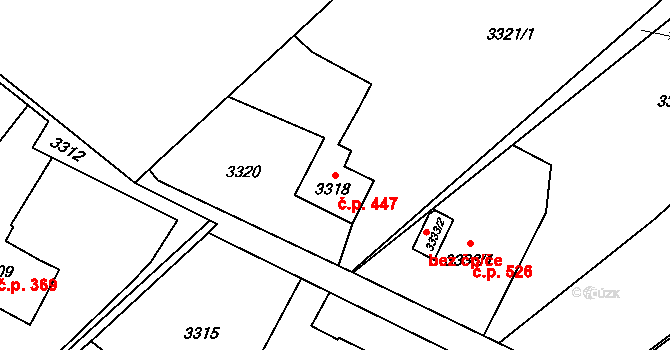 Poruba 447, Orlová na parcele st. 3318 v KÚ Poruba u Orlové, Katastrální mapa