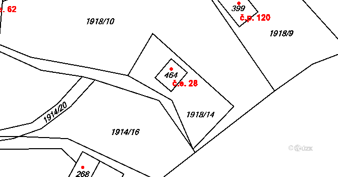 Solanec pod Soláněm 28, Hutisko-Solanec na parcele st. 464 v KÚ Solanec pod Soláněm, Katastrální mapa