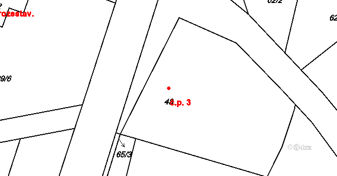 Slavošovice 3, Libín na parcele st. 48 v KÚ Slavošovice u Lišova, Katastrální mapa
