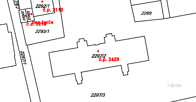 Ústí nad Labem-centrum 2429, Ústí nad Labem na parcele st. 2297/2 v KÚ Ústí nad Labem, Katastrální mapa