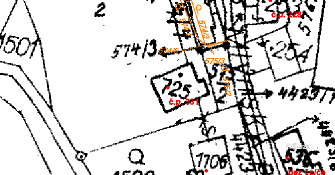 Dolní Dobrouč 331 na parcele st. 725 v KÚ Dolní Dobrouč, Katastrální mapa