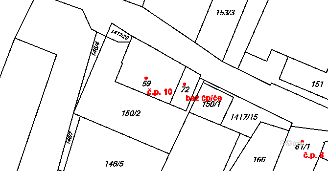 Bor 10, Suchdol nad Lužnicí na parcele st. 59 v KÚ Bor, Katastrální mapa