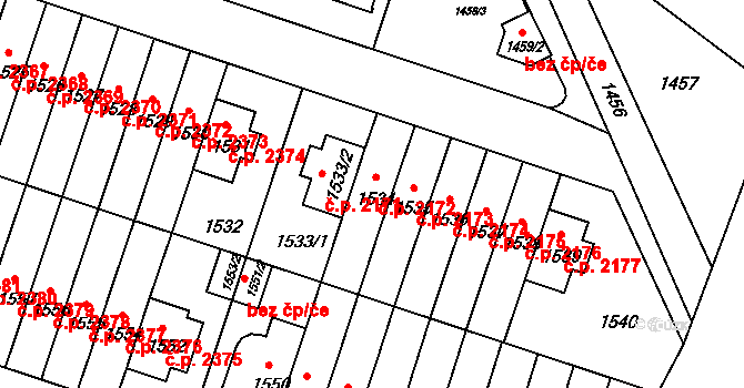 Záběhlice 2172, Praha na parcele st. 1534 v KÚ Záběhlice, Katastrální mapa