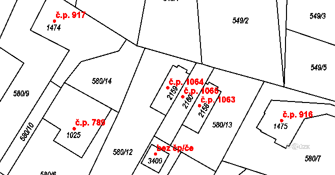 Vrchlabí 1064 na parcele st. 2159 v KÚ Vrchlabí, Katastrální mapa