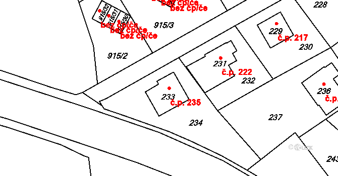 Liberec XII-Staré Pavlovice 235, Liberec na parcele st. 233 v KÚ Staré Pavlovice, Katastrální mapa