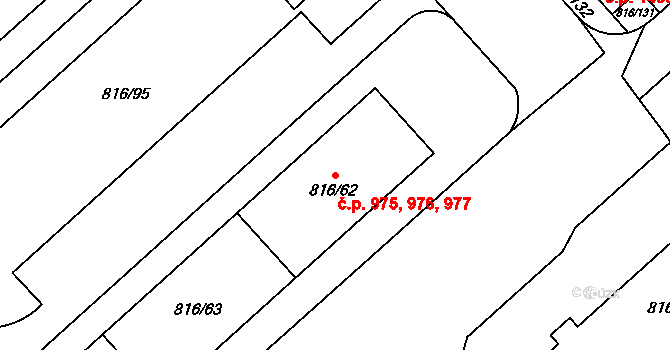 Doubravka 975,976,977, Plzeň na parcele st. 816/62 v KÚ Doubravka, Katastrální mapa
