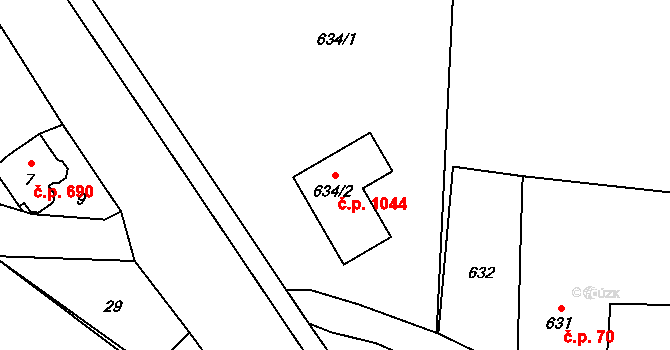 Vendryně 1044 na parcele st. 634/2 v KÚ Vendryně, Katastrální mapa