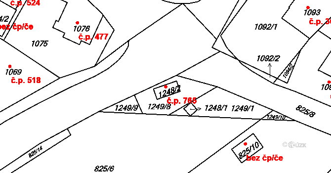 Kluč 765, Habartov na parcele st. 1248/2 v KÚ Habartov, Katastrální mapa