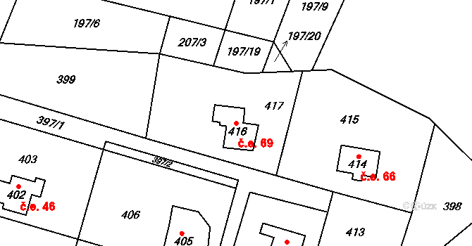 Beroun-Zdejcina 69, Beroun na parcele st. 416 v KÚ Zdejcina, Katastrální mapa