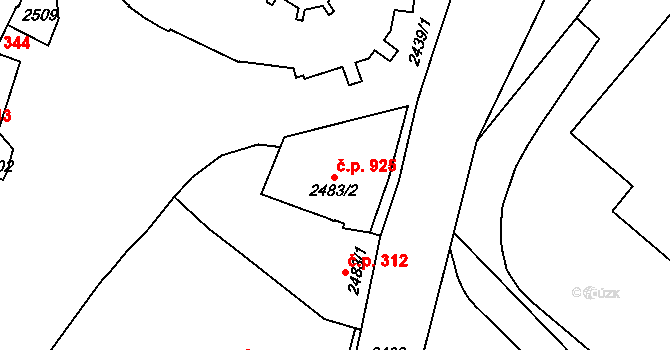 Jemnice 925 na parcele st. 2483/2 v KÚ Jemnice, Katastrální mapa