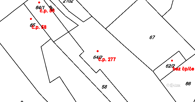 Provodov 277 na parcele st. 64/2 v KÚ Provodov na Moravě, Katastrální mapa