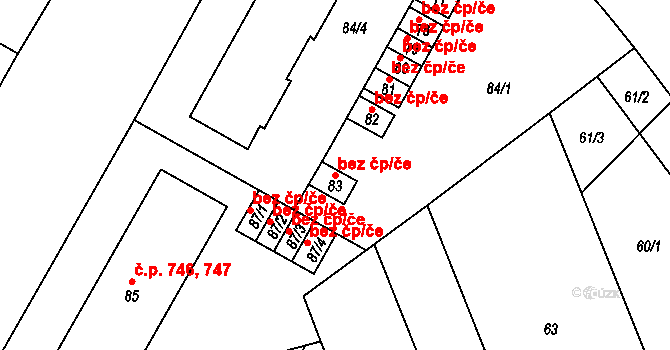 Podivín 40771652 na parcele st. 83 v KÚ Podivín, Katastrální mapa