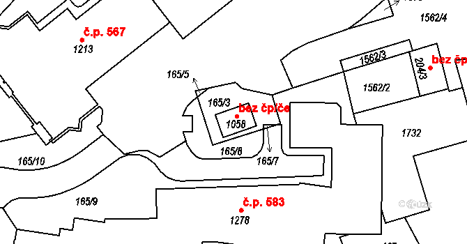 Nepomuk 41743652 na parcele st. 1058 v KÚ Nepomuk, Katastrální mapa