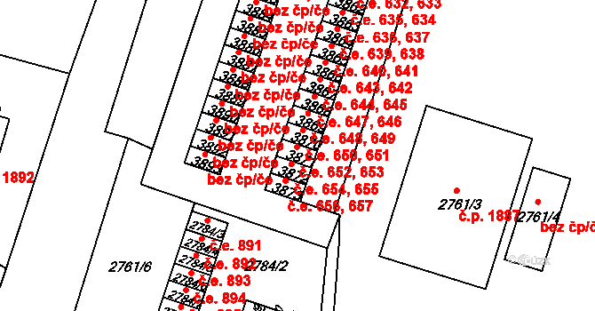 Děčín VI-Letná 652,653, Děčín na parcele st. 3871 v KÚ Podmokly, Katastrální mapa