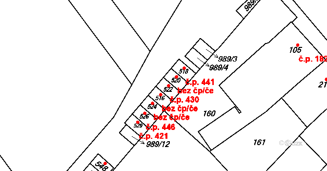 Kokory 430 na parcele st. 522 v KÚ Kokory, Katastrální mapa