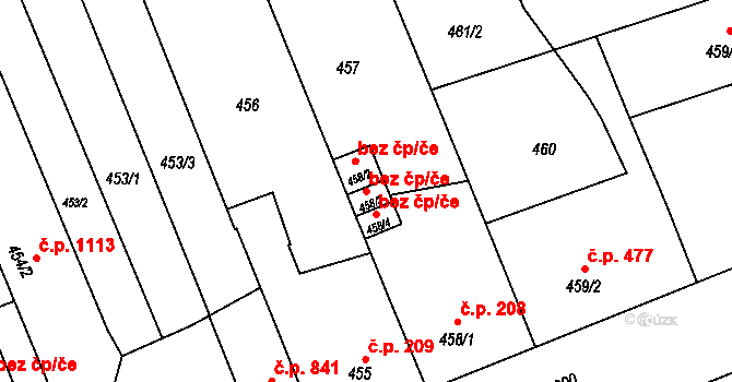 Ostrava 43884652 na parcele st. 458/3 v KÚ Vítkovice, Katastrální mapa
