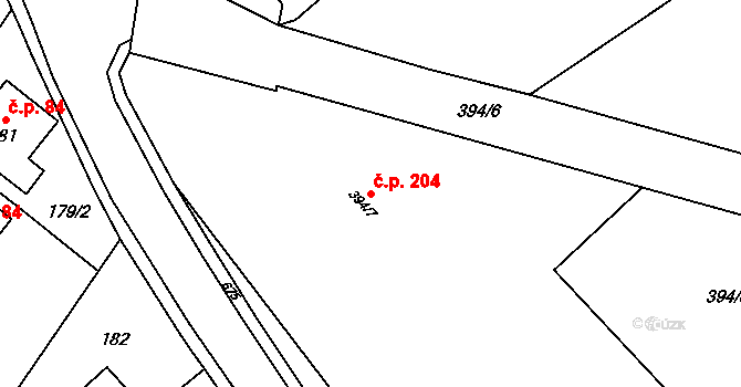 Holasovice 204 na parcele st. 394/7 v KÚ Holasovice, Katastrální mapa