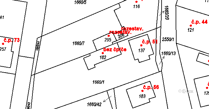 Čakov 46922652 na parcele st. 182 v KÚ Čakov u Českých Budějovic, Katastrální mapa