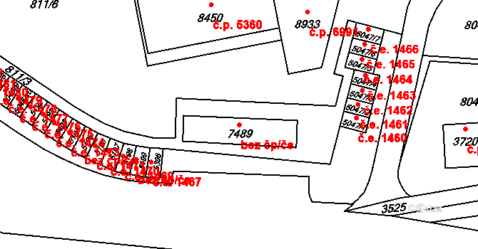 Zlín 47807652 na parcele st. 7489 v KÚ Zlín, Katastrální mapa