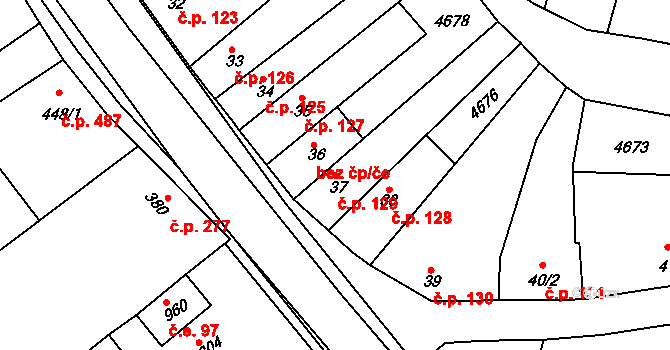 Boršice 129 na parcele st. 37 v KÚ Boršice u Buchlovic, Katastrální mapa