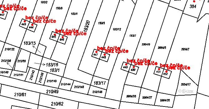 Mašťov 49896652 na parcele st. 448 v KÚ Mašťov, Katastrální mapa
