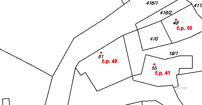Chacholice 49, Chrast na parcele st. 51 v KÚ Chacholice, Katastrální mapa