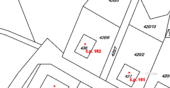 Kytlice 162 na parcele st. 436 v KÚ Falknov, Katastrální mapa