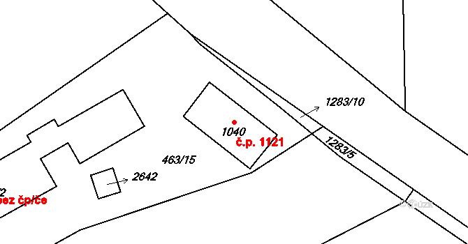 Přeštice 1121 na parcele st. 1040 v KÚ Přeštice, Katastrální mapa
