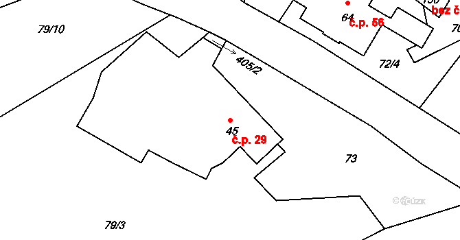 Jizbice 29, Náchod na parcele st. 45 v KÚ Jizbice u Náchoda, Katastrální mapa