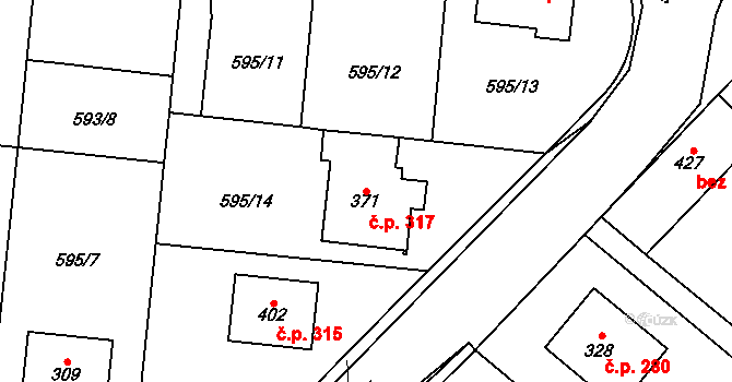 Řečany nad Labem 317 na parcele st. 371 v KÚ Řečany nad Labem, Katastrální mapa