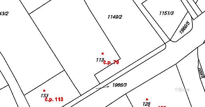 Lubojaty 79, Bílovec na parcele st. 113 v KÚ Lubojaty, Katastrální mapa