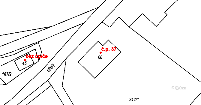 Zahorčice 37, Strážov na parcele st. 60 v KÚ Zahorčice na Šumavě, Katastrální mapa