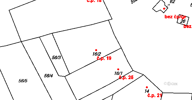 Hrbov 19, Lhenice na parcele st. 16/2 v KÚ Hrbov u Lhenic, Katastrální mapa