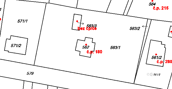 Senec 180, Zruč-Senec na parcele st. 562 v KÚ Senec u Plzně, Katastrální mapa