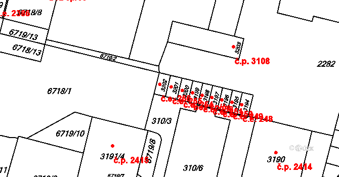 Žatec 255 na parcele st. 3201 v KÚ Žatec, Katastrální mapa