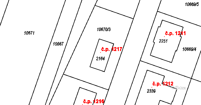 Hrušovany nad Jevišovkou 1217 na parcele st. 2164 v KÚ Hrušovany nad Jevišovkou, Katastrální mapa