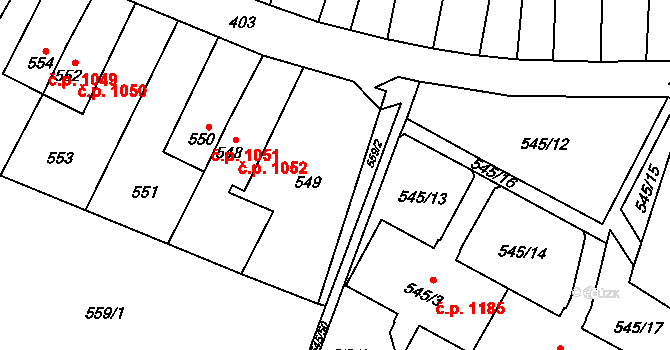Šumbark 586, Havířov na parcele st. 549 v KÚ Šumbark, Katastrální mapa