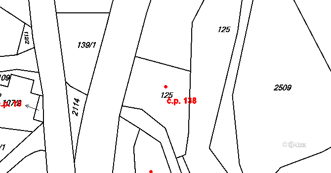 Horní Lánov 138, Lánov na parcele st. 125 v KÚ Horní Lánov, Katastrální mapa