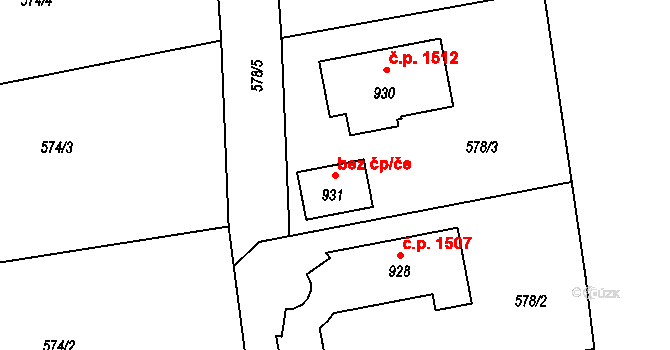 Rudná 99069652 na parcele st. 931 v KÚ Dušníky u Rudné, Katastrální mapa