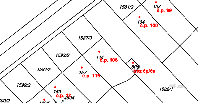 Dobrotice 105, Holešov na parcele st. 144 v KÚ Dobrotice, Katastrální mapa